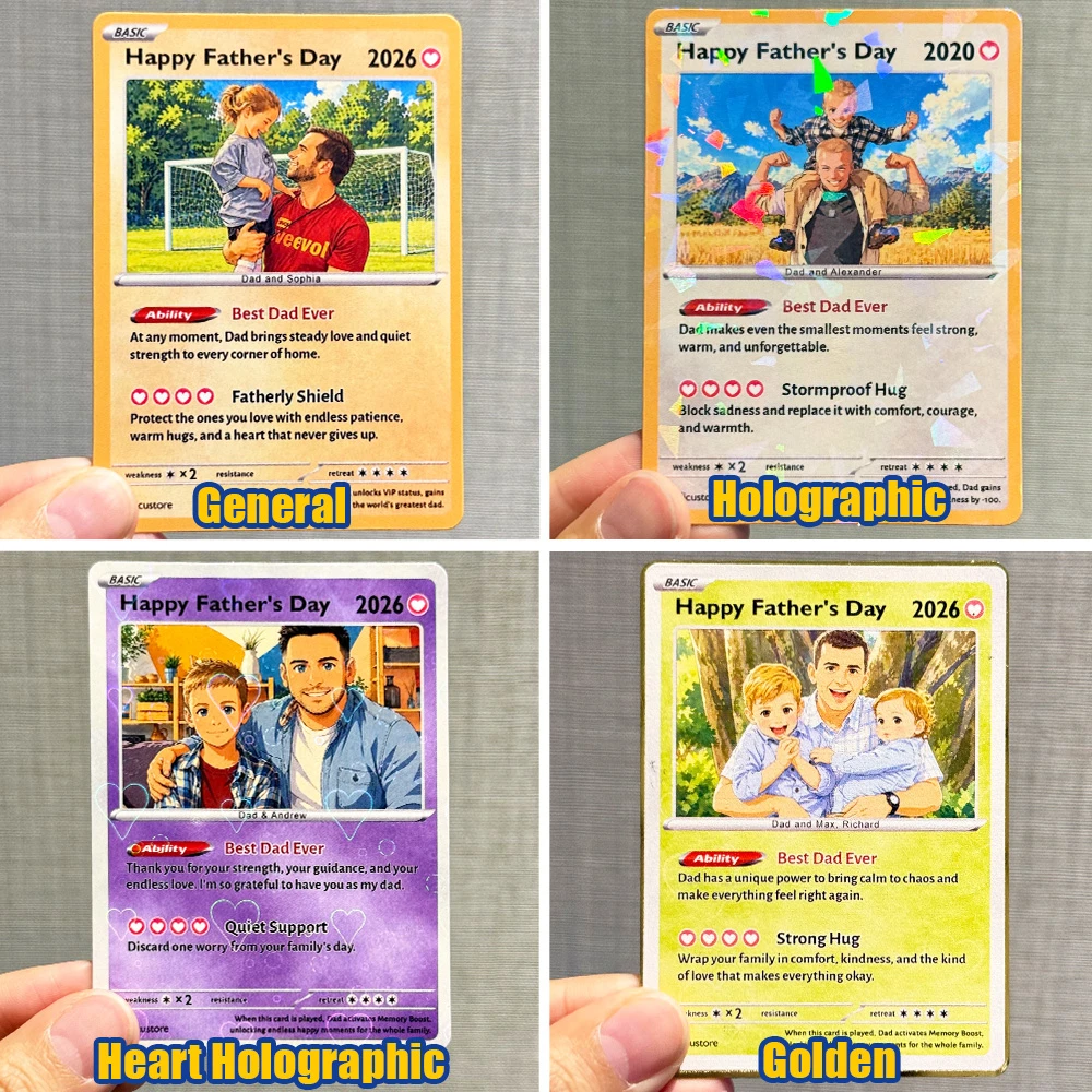 Custom Photo Anime "Best Dad Ever" Trading Card Poke card