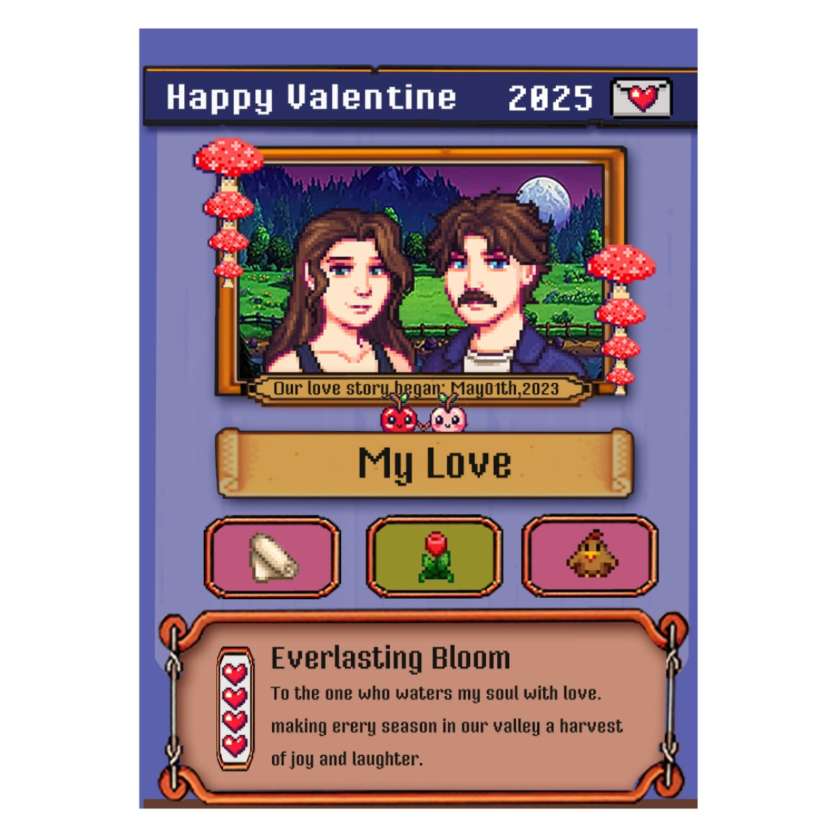 Stardew Valley Personalized Valentine's Day Metal Card-A Timeless Keepsake of Love
