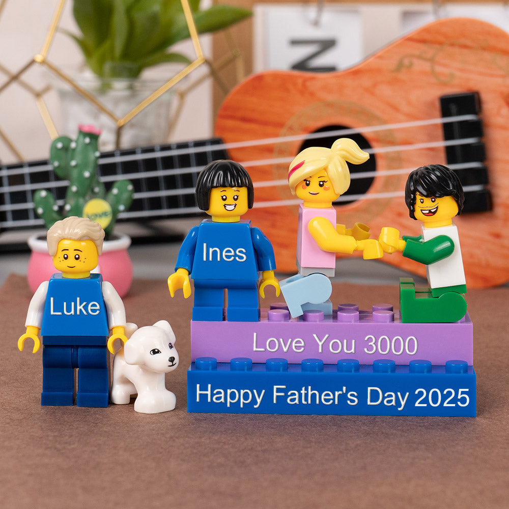 Personalised Minifigures With Kids Name For Dad Father's Day Gift