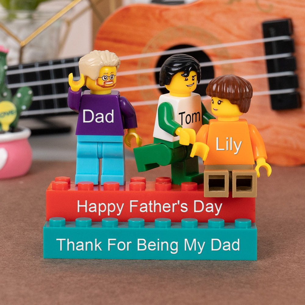 Personalised Minifigures With Kids Name For Dad Father's Day Gift