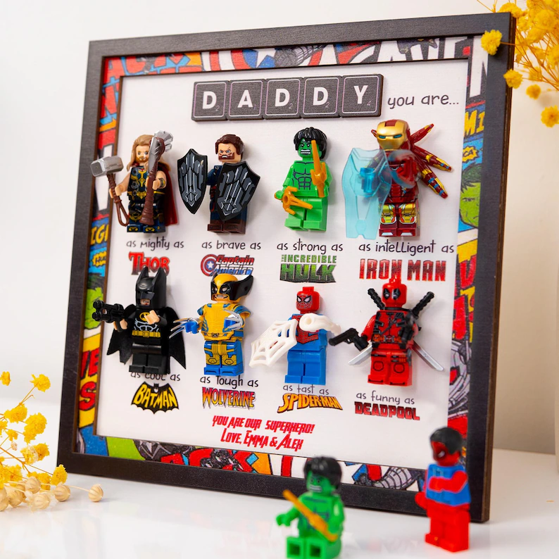 Super Dad Sign, Personalized Superhero Dad Gift, 2025 Fathers Day Gift, New Dad Gift, Gift For Dad, Gifts from Son, Dad Frame