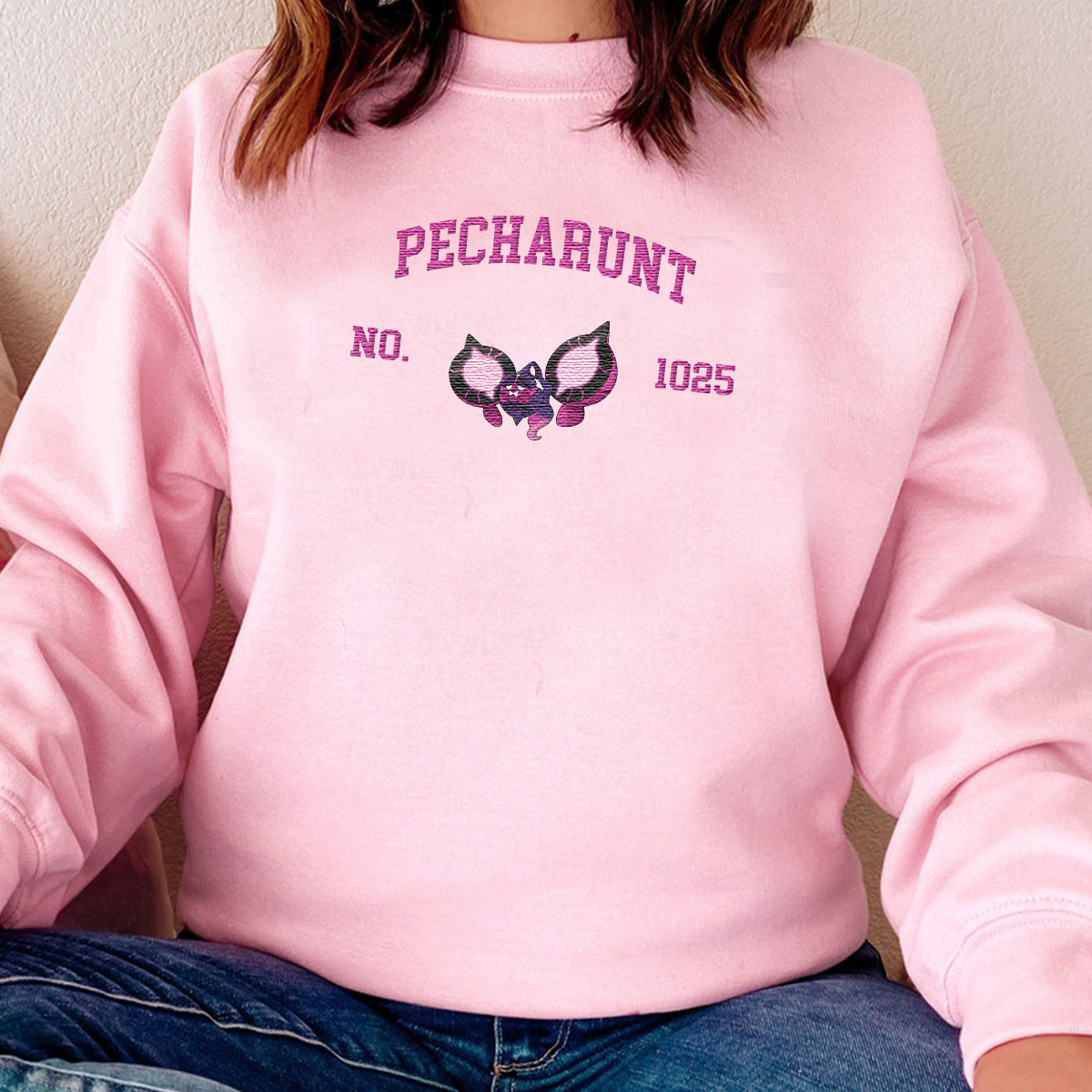 Pecharunt Adorable Anime-Themed Embroidered T-Shirt,Crewneck,Hoodie-Trendy Versatile and a Thoughtful Gift for Friends