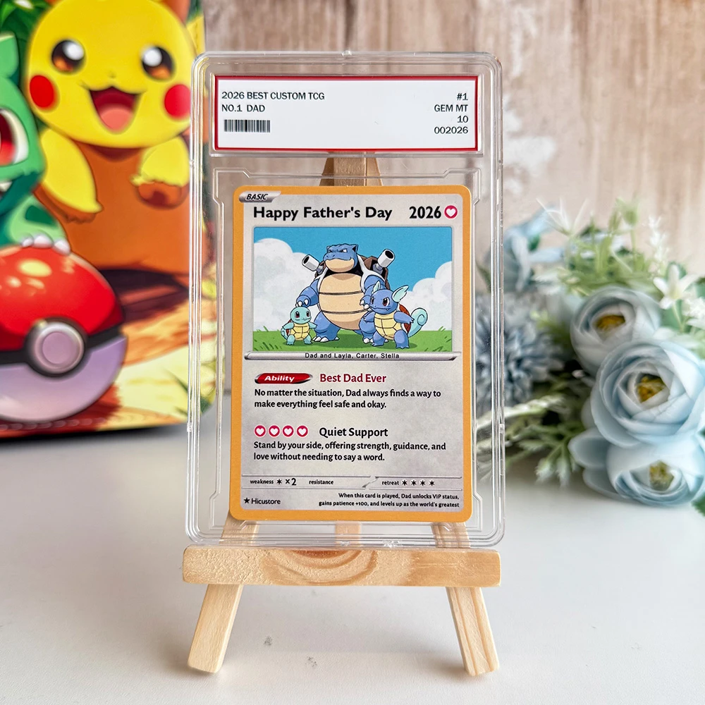 Custom "Best Dad Ever" Trading Card Pokecard with Character