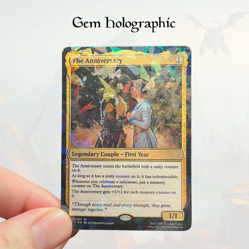 Custom Handmade MTG Style Trading Card: Personalized Anniversary, Wedding, Pet, Fathers Day, Mothers Day, Birthday, Gift.