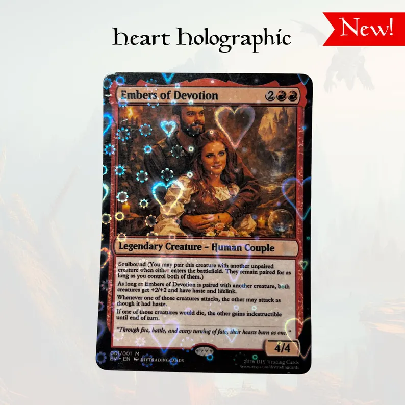 Custom Handmade MTG Style Trading Card: Personalized Anniversary, Wedding, Pet, Fathers Day, Mothers Day, Birthday, Gift.
