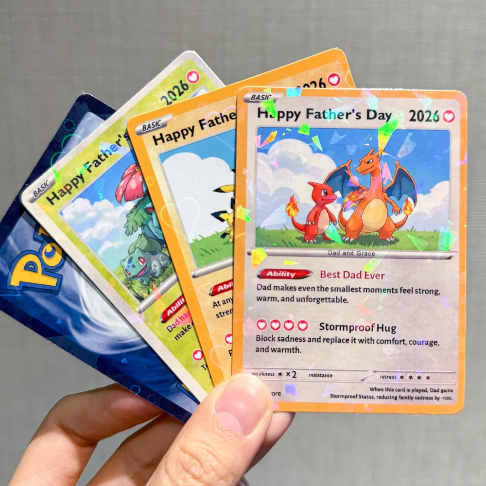 Custom "Best Dad Ever" Trading Card Pokecard with Character