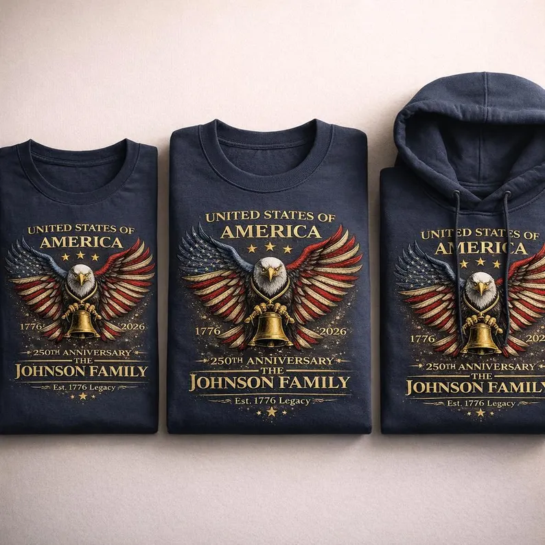 Custom Family America 250th Anniversary Patriotic Eagle Shirt