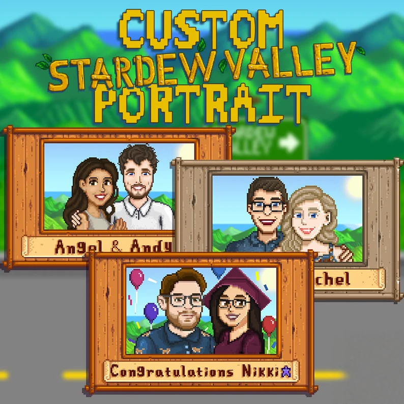 Custom Stardew Valley Couple Portrait | Cute Pixel 8bit Portrait | Personalized Pixel Portrait | Valentine's Digital Gift | Handmade