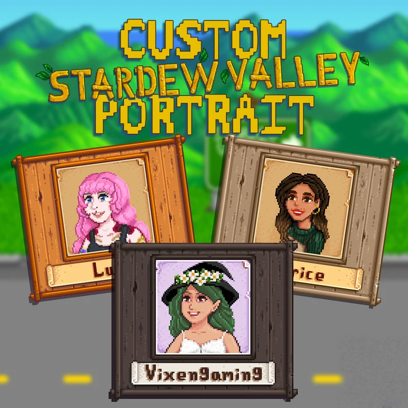 Custom Stardew Valley Solo Portrait | Cute Pixel Portrait | Personalized Pixel Portrait | Valentine's Digital Gift | Handmade