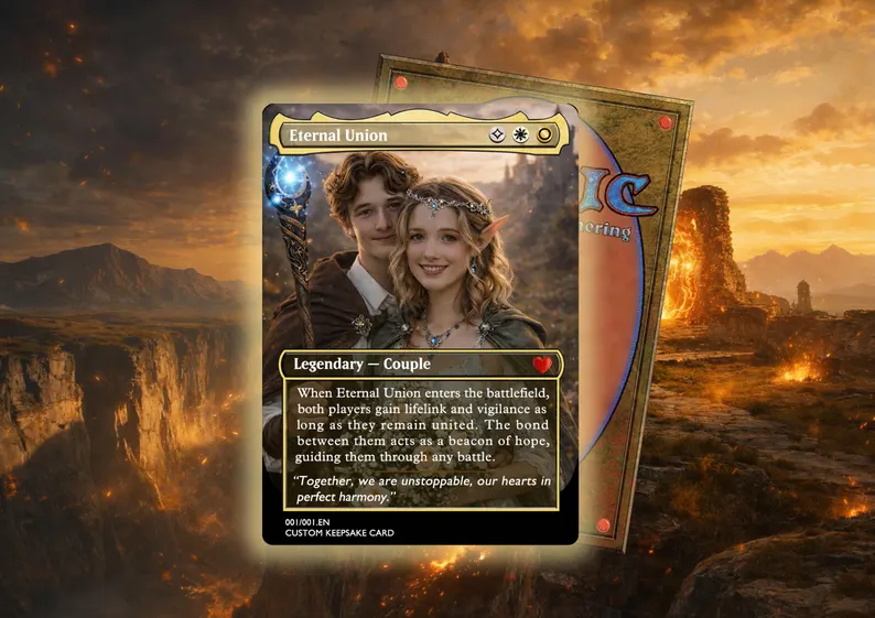 Magic the Gathering Card,Personalized MTG Style Trading Card，Fantasy Custom Anniversary Keepsake