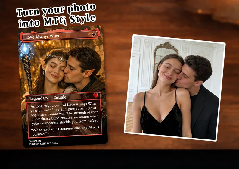 Magic the Gathering Card,Personalized MTG Style Trading Card，Fantasy Custom Anniversary Keepsake