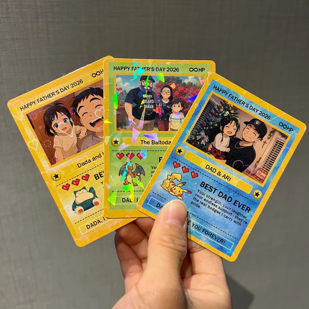 Custom Anime Photo "Best Dad Ever" Trading Card Pokecard