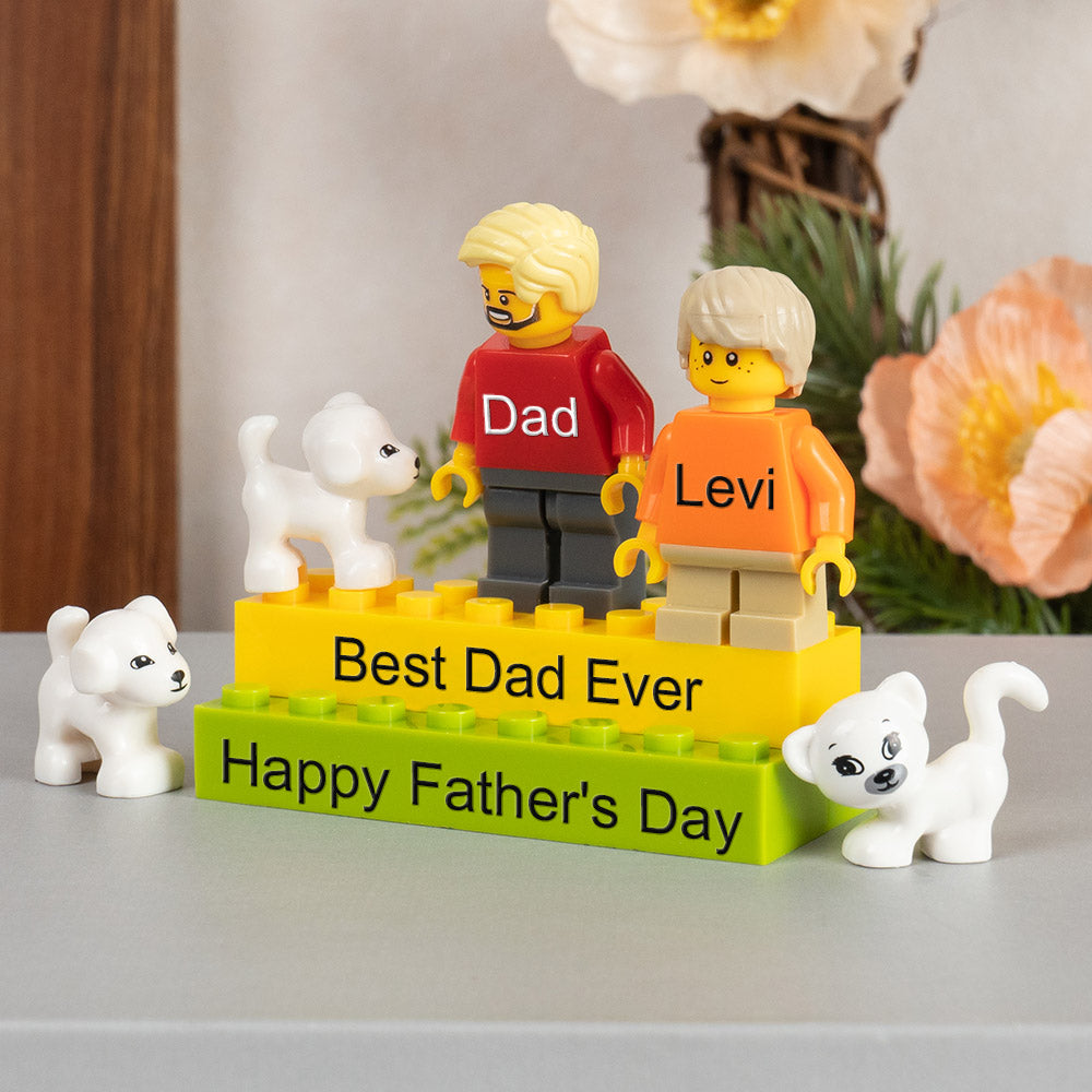 Personalised Minifigures With Kids Name For Dad Father's Day Gift