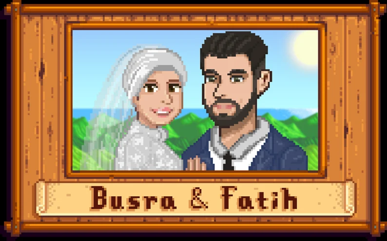 Individuelles Stardew Valley Pärchenporträt | Niedliches 8-Bit-Pixelporträt | Personalisiertes Pixelporträt | Digitales Valentinstagsgeschenk | Handgefertigt