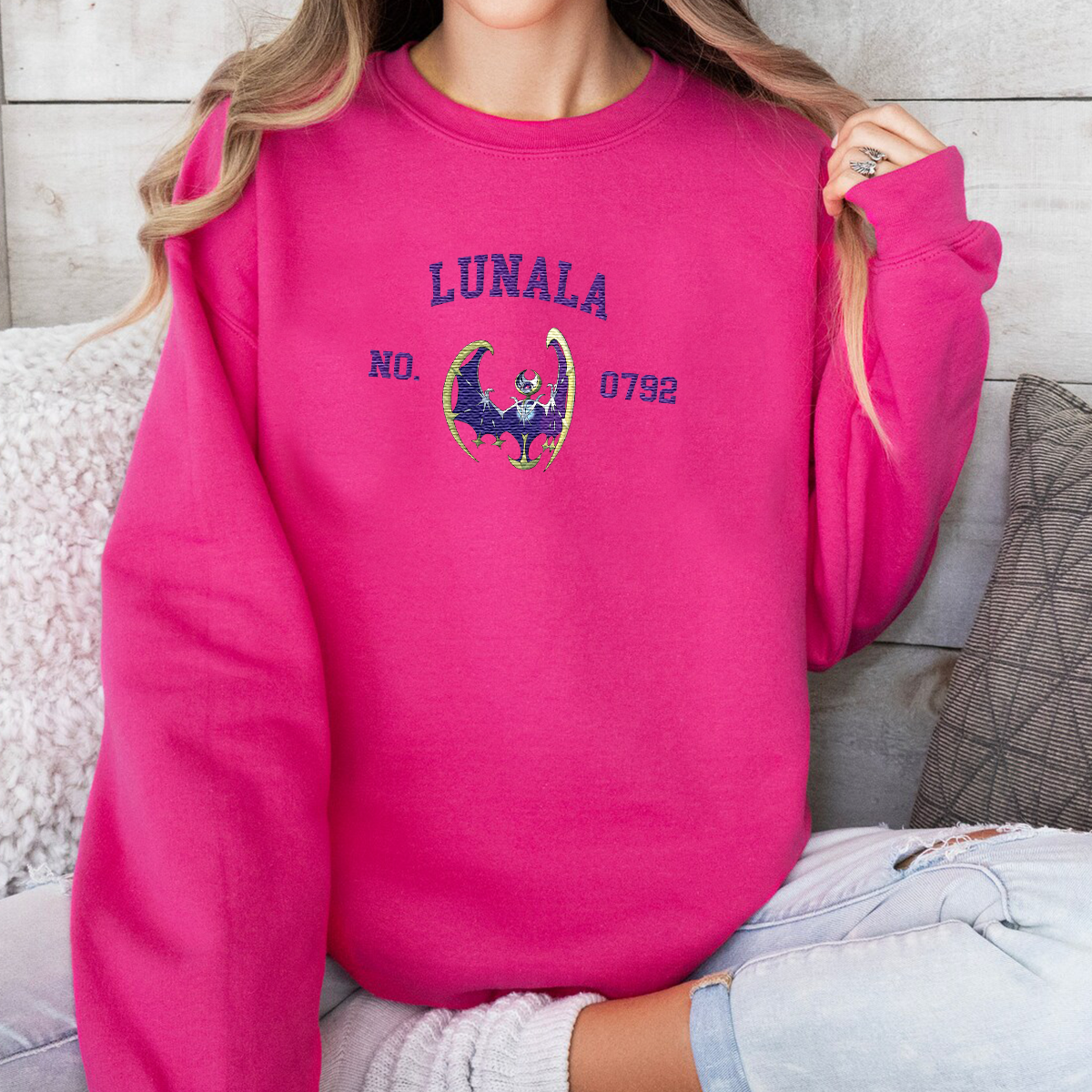 Lunala Adorable Anime-Themed Embroidered T-Shirt,Crewneck,Hoodie-Trendy Versatile and a Thoughtful Gift for Friends
