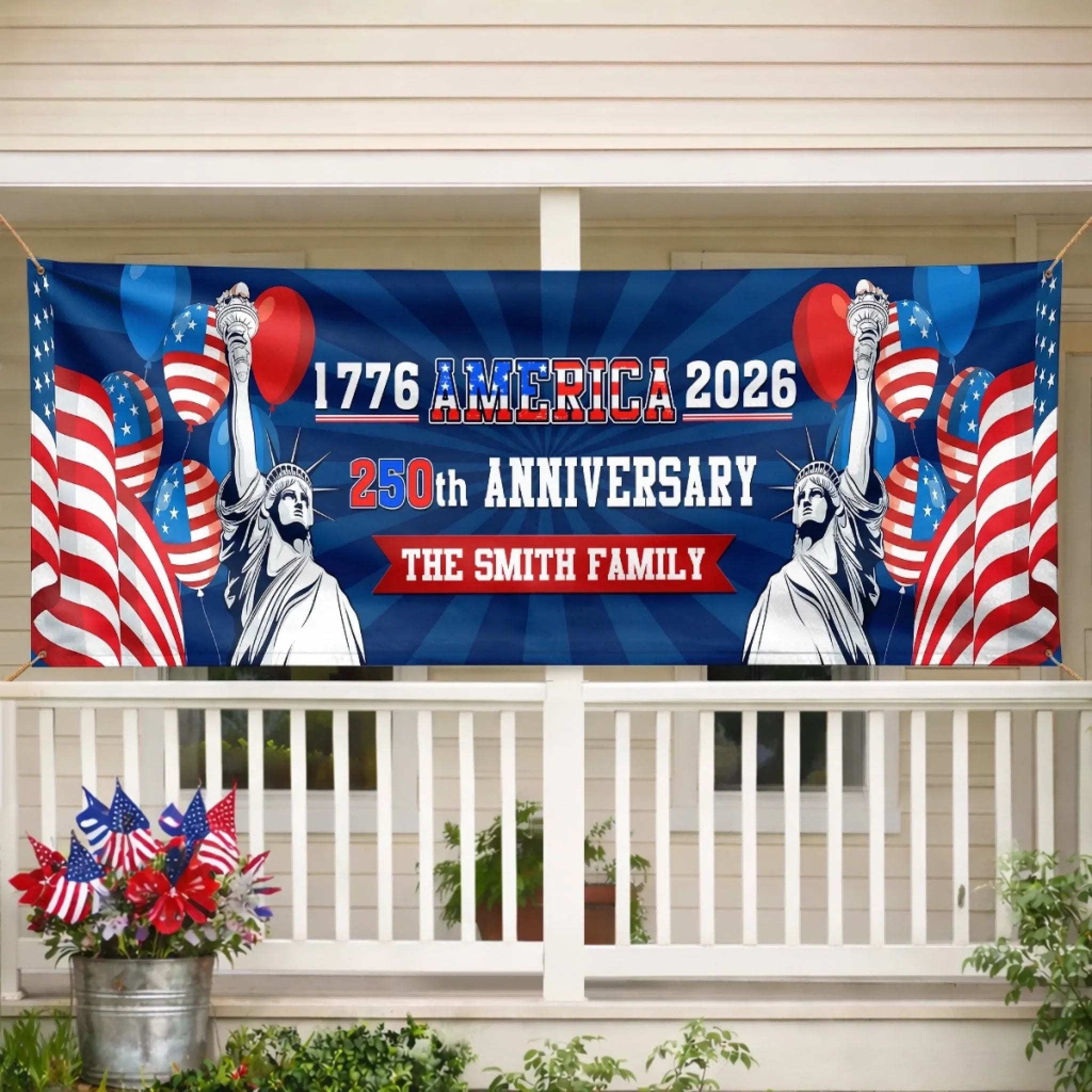Custom Polyester Outdoor Banner - Personalized America 250th Anniversary Gifts For Mom, Dad, Brother, Sister, Kids - Party Like It¡¯s 1776