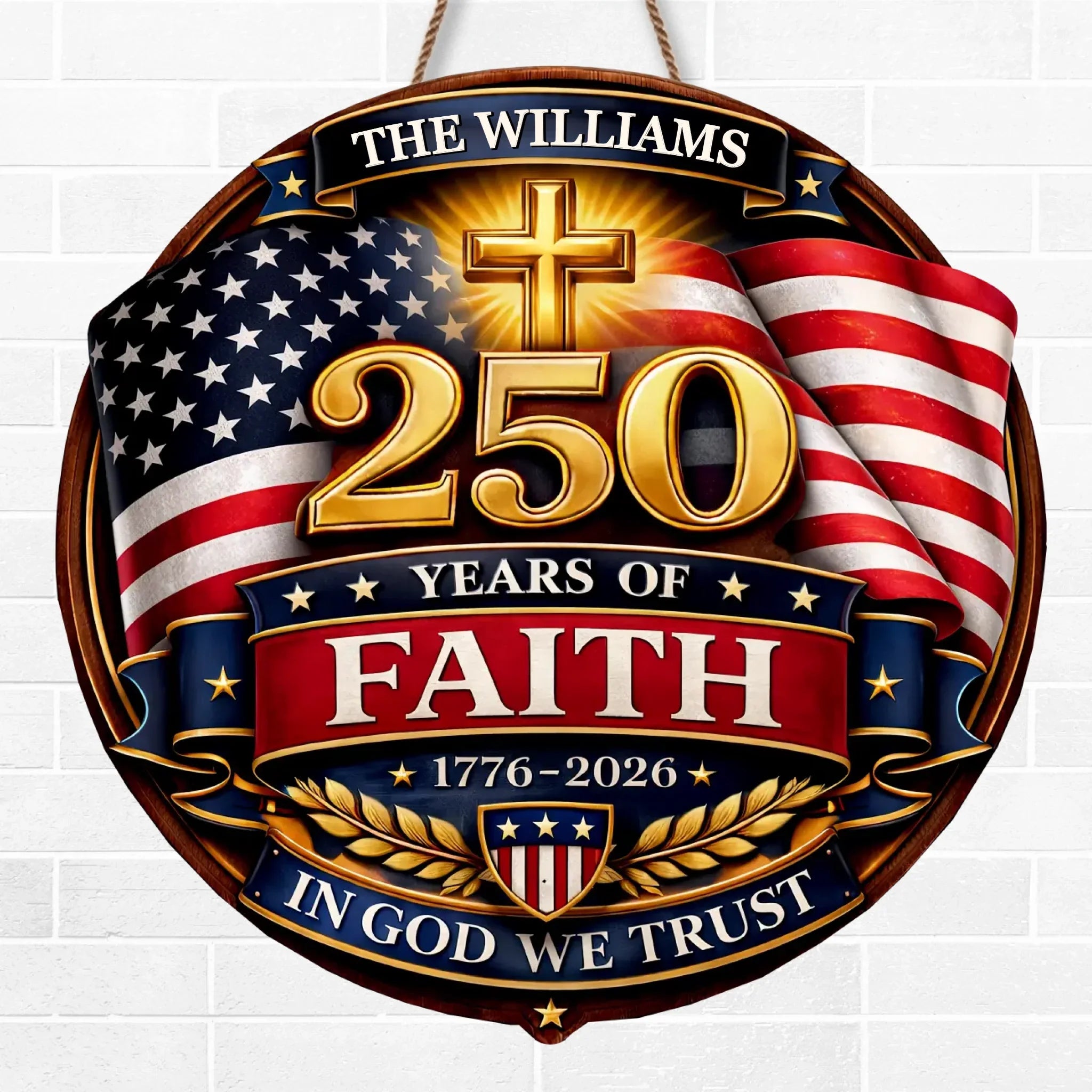 Custom Wood Sign - Personalized America 250th Anniversary Gifts For Mom, Dad, Brother, Sister, Kids - Strong Roots Bright Future