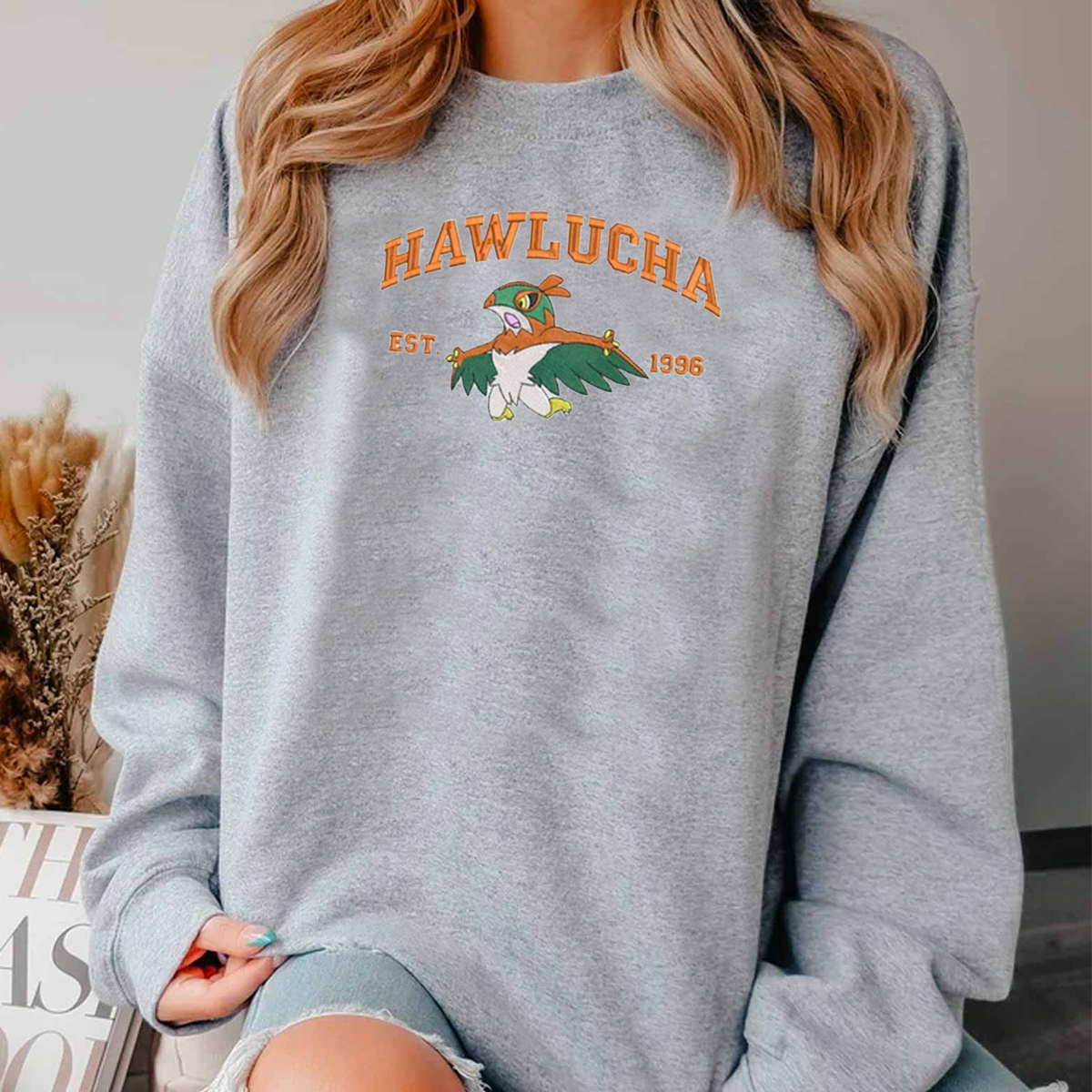 Est.1996 Anime Characters Embroidered Unisex Crewneck Sweatshirt,Hoodie For Gift,Personal Anime Gift Hoodie,Perfect Gift For Anime Lovers.