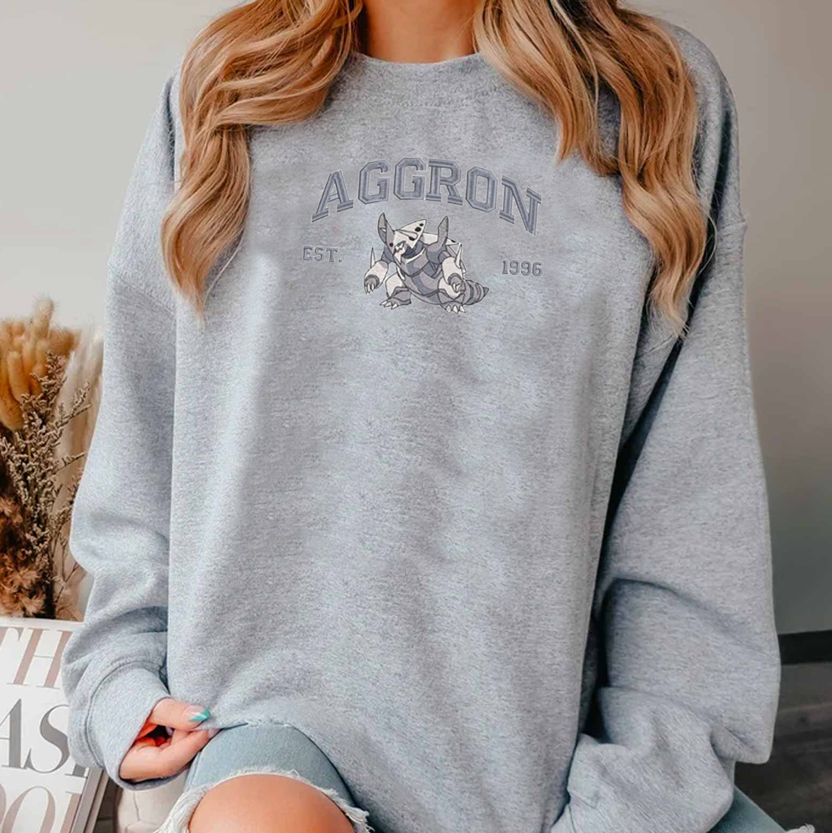 Est.1996 Anime Characters Embroidered Unisex Crewneck Sweatshirt,Hoodie For Gift,Personal Anime Gift Hoodie,Perfect Gift For Anime Lovers.