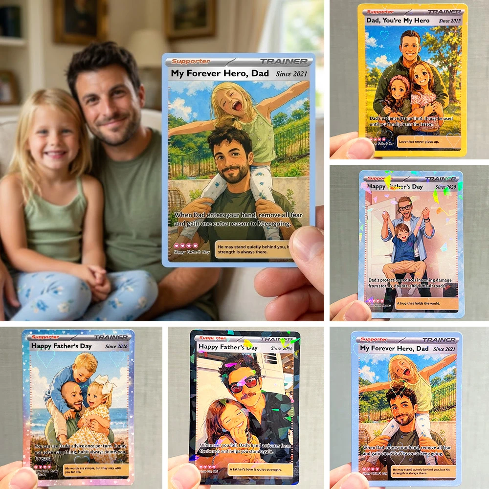 Personalized Dad Anime Supporter Trainer Card Pokecard, Father's Day