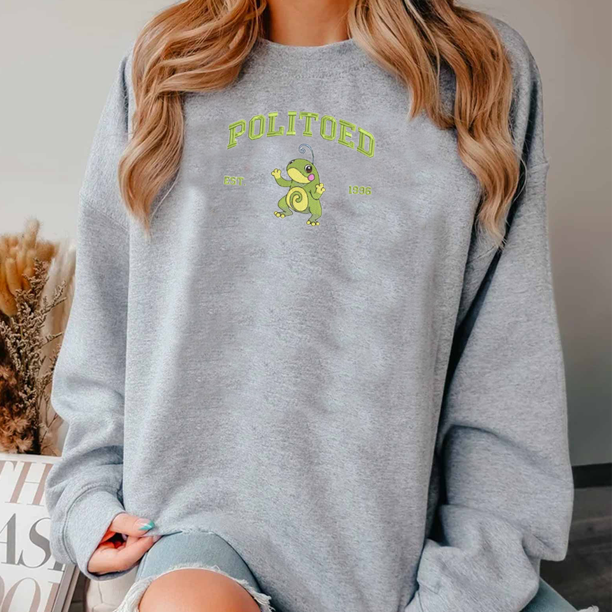 Est.1996 Anime Characters Embroidered Unisex Crewneck Sweatshirt,Hoodie For Gift,Personal Anime Gift Hoodie,Perfect Gift For Anime Lovers.