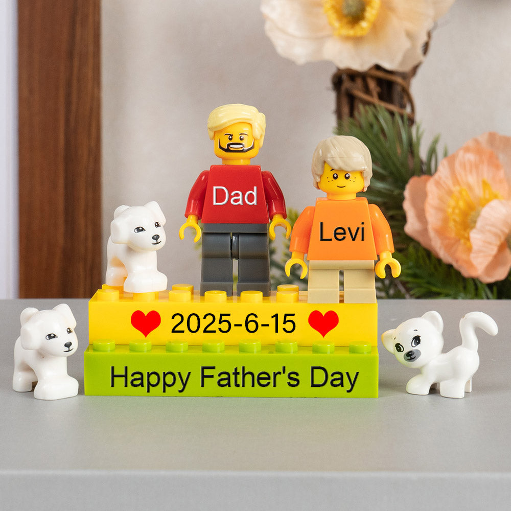 Personalised Minifigures With Kids Name For Dad Father's Day Gift