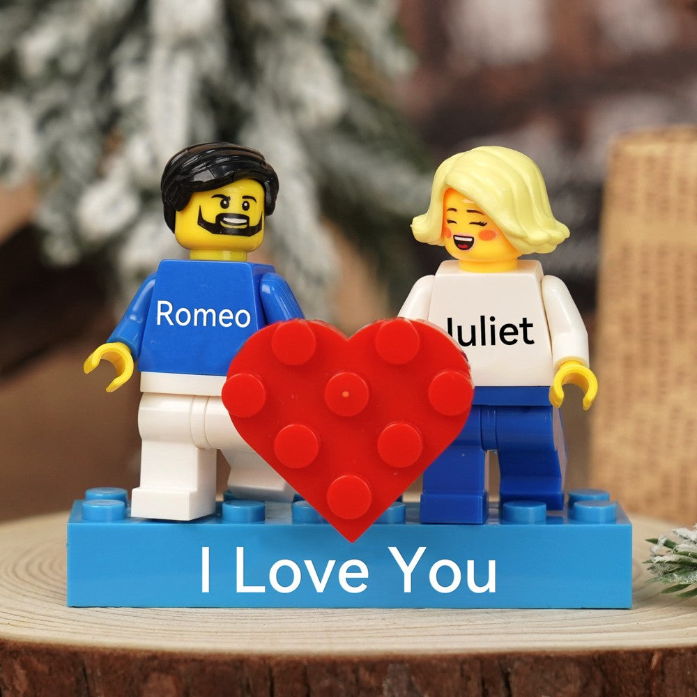 Valentine's Day Personalized Couple Figures - Custom Name Brick Display Gift