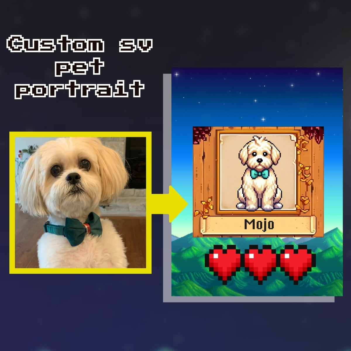 Hand-Painted Stardew Valley Pixel Art - Sharing Holiday Joy with Furry Friends