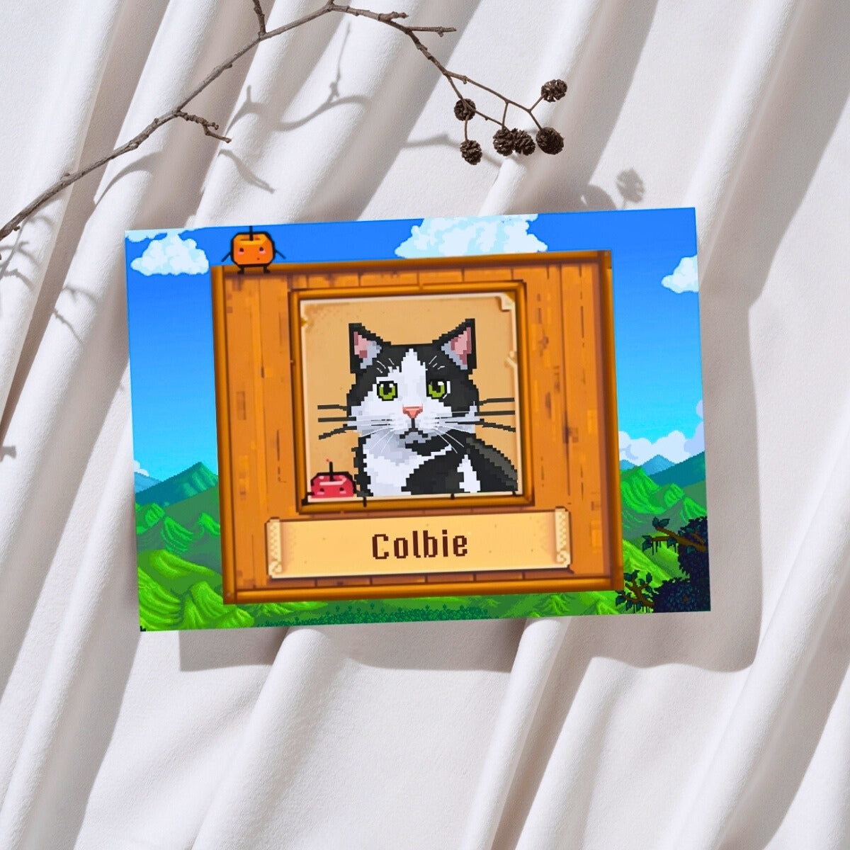 Hand-Painted Stardew Valley Pixel Art - Sharing Holiday Joy with Furry Friends