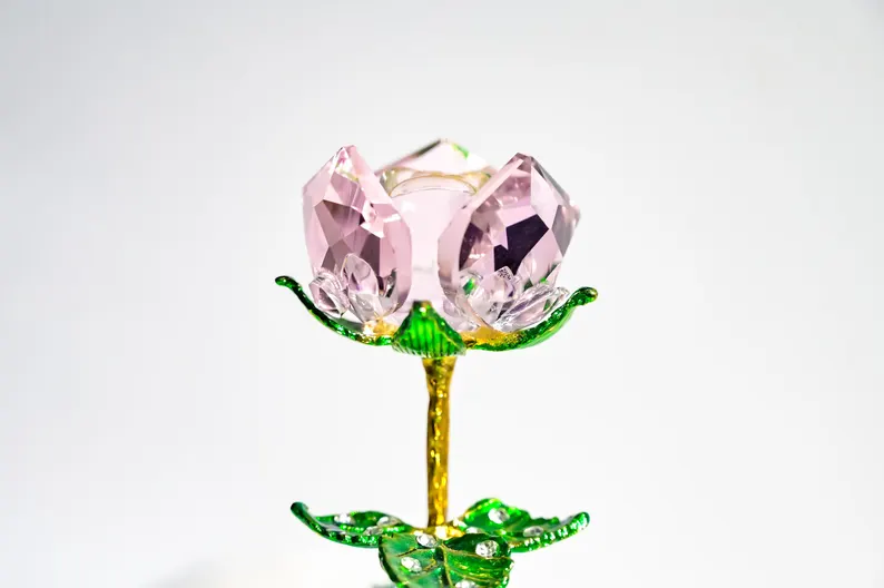 Crystal Glass Rose Bouquet Valentine's Gift, Handmade Crystal Flower for Holiday Home Décor, Crystal Glass Flower Gift for Mother's Day, anniversary, birthday,Wedding Anniversary Display