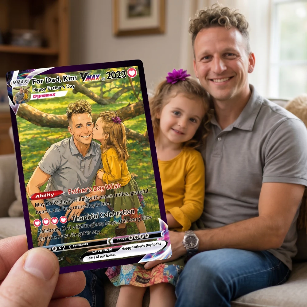Personalized Dad Anime Poke Card V/VMAX/GX/EX, Father's Day Gift
