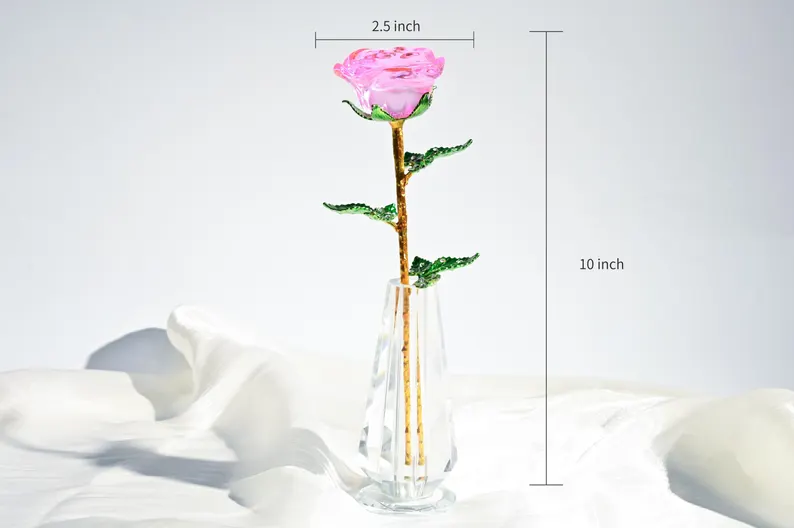 Crystal Glass Rose Bouquet Valentine's Gift, Handmade Crystal Flower for Holiday Home Décor, Crystal Glass Flower Gift for Mother's Day, anniversary, birthday,Wedding Anniversary Display