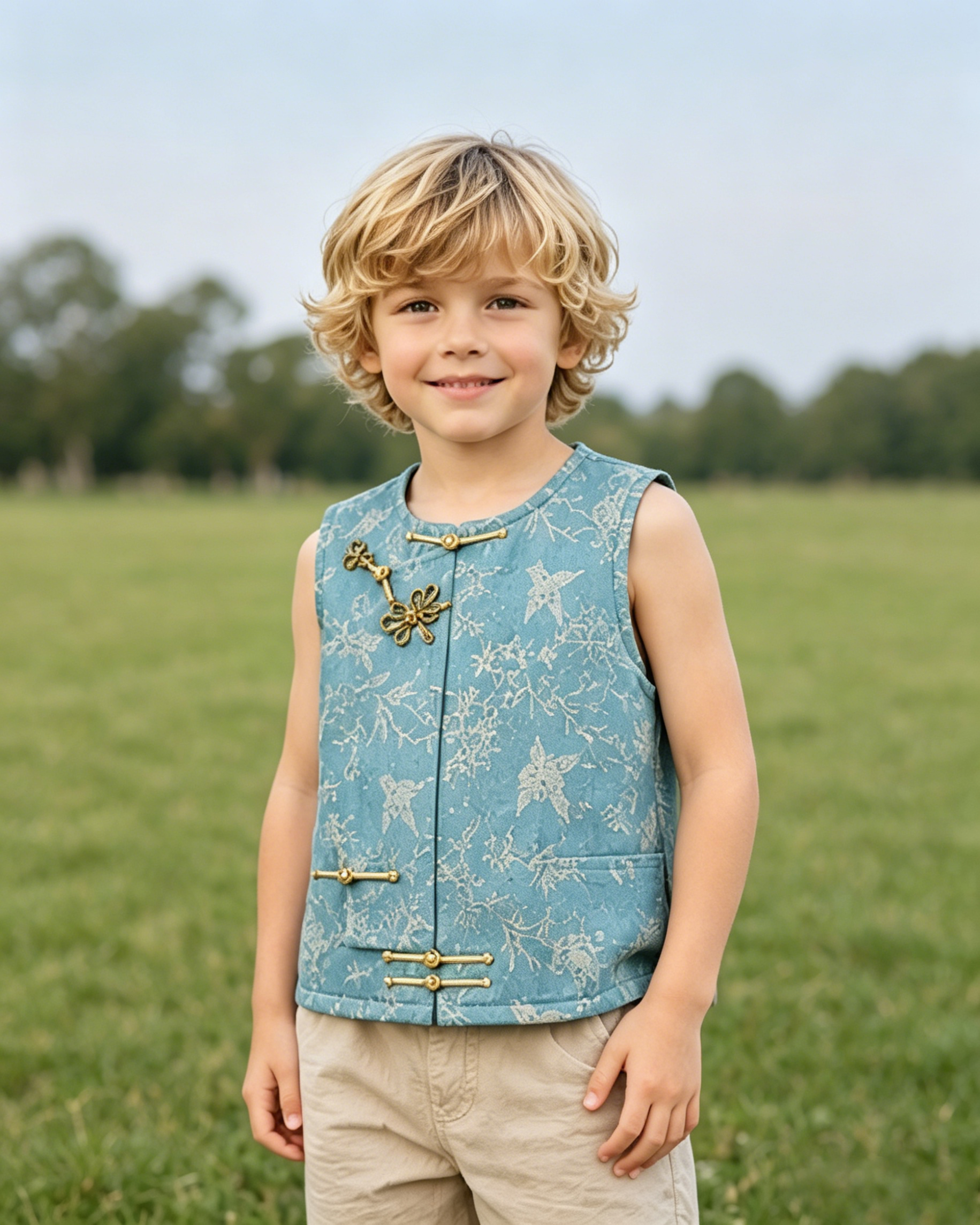 Pre‑Order Elon Musk's Son Same Style New Chinese Waistcoat Bird Jacquard Frog Button Vest