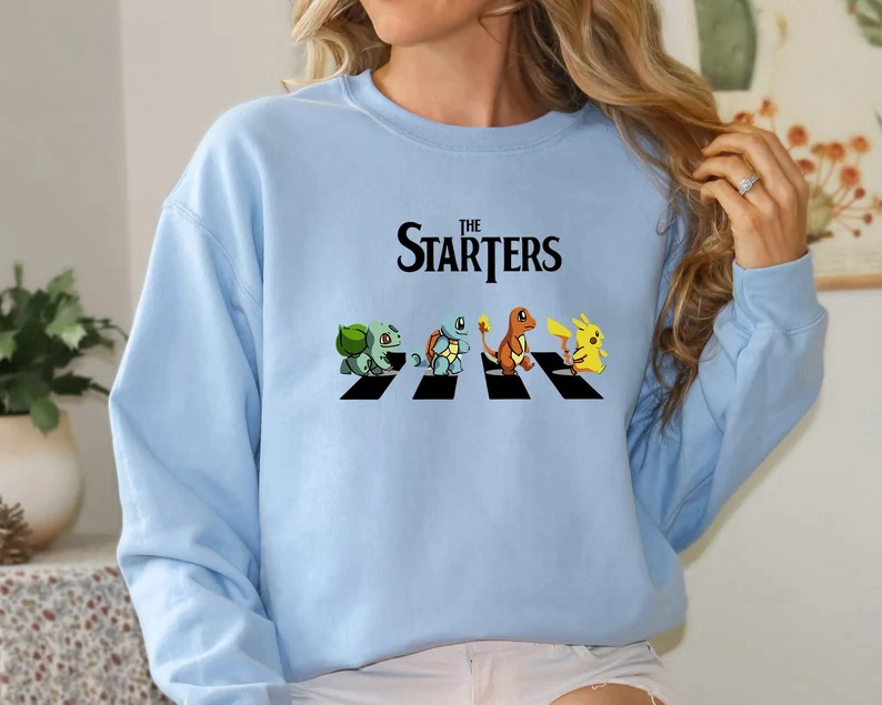 Trendy  Starters Crewneck Sweatshirt, Retro Cartoon Anime Crewneck Sweatshirt, Funny PKM Characters Hoodie,Anime Gifts,Christmas Gift For Anime Lovers.Perfect Gift For Anime Lovers.