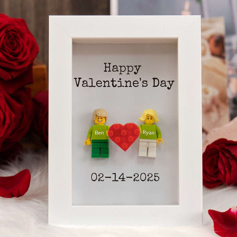 Personalized Couple Mini Figures Frame - Custom Valentine's Day Gift for Him & Her