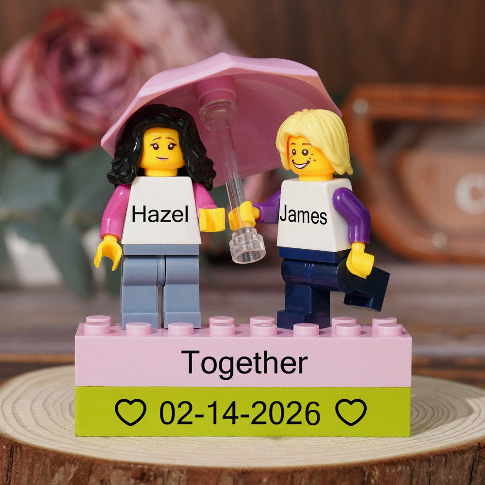 Valentine's Day Personalized Couple Figures - Custom Name Brick Display Gift