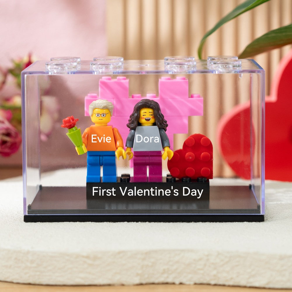 Valentine's Day Personalized Couple Figures - Custom Name Brick Display Gift