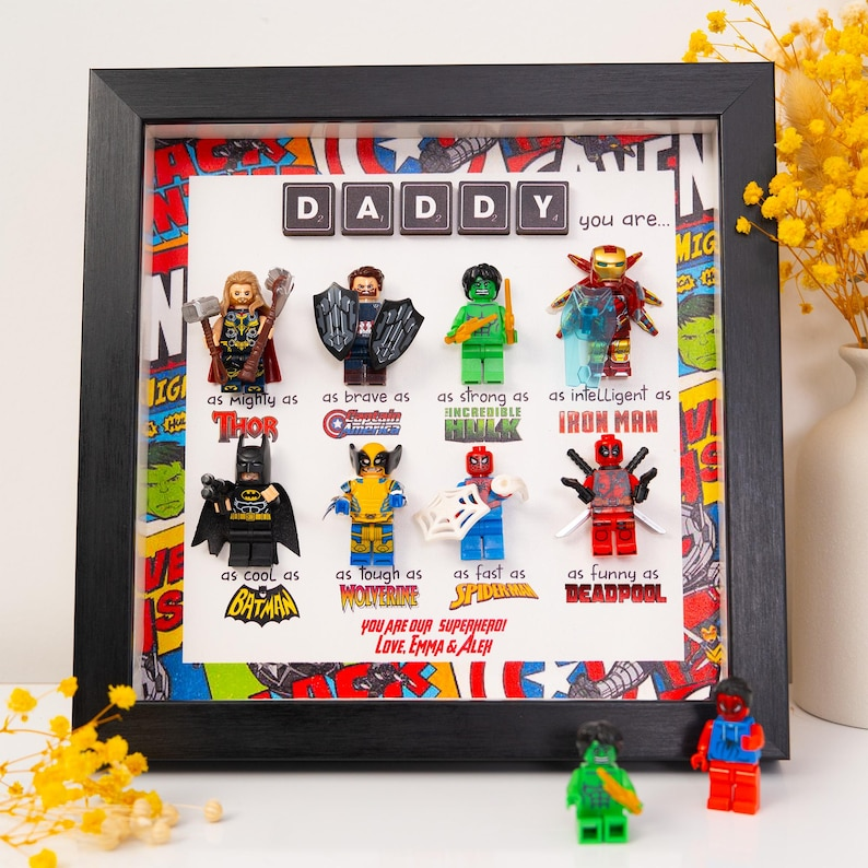 Super Dad Sign, Personalized Superhero Dad Gift, 2025 Fathers Day Gift, New Dad Gift, Gift For Dad, Gifts from Son, Dad Frame