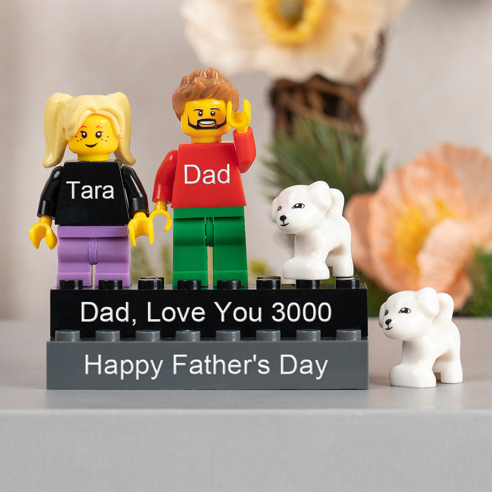 Personalised Minifigures With Kids Name For Dad Father's Day Gift