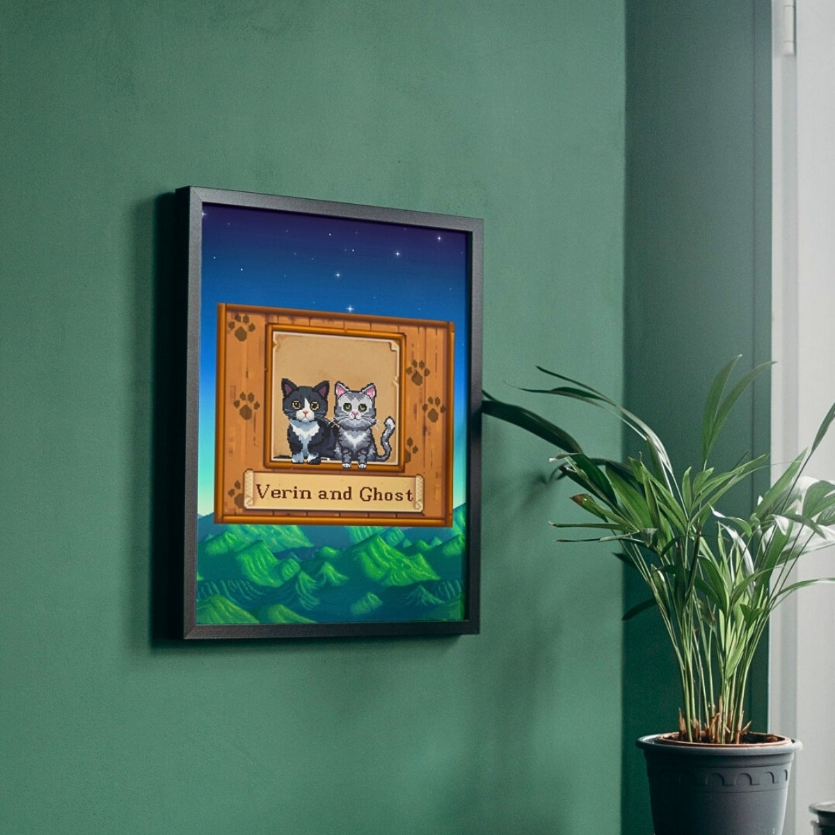 Holiday Hand-Painted Pixel Art Keepsake for Furry Friends