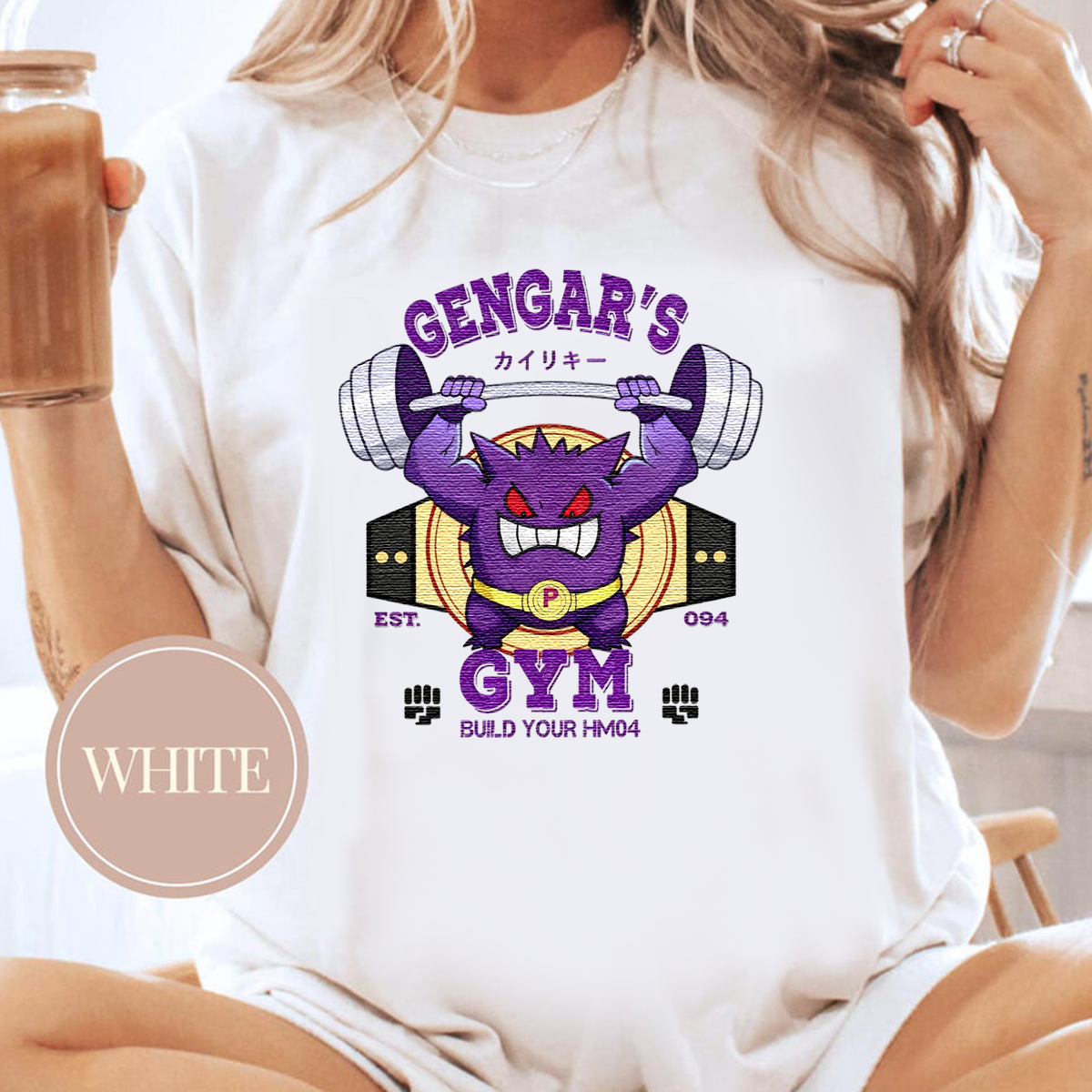 Gengar's GYM Anime-Themed Embroidered T-Shirt,Crewneck,Hoodie-Trendy Versatile and a Thoughtful Gift for Friends