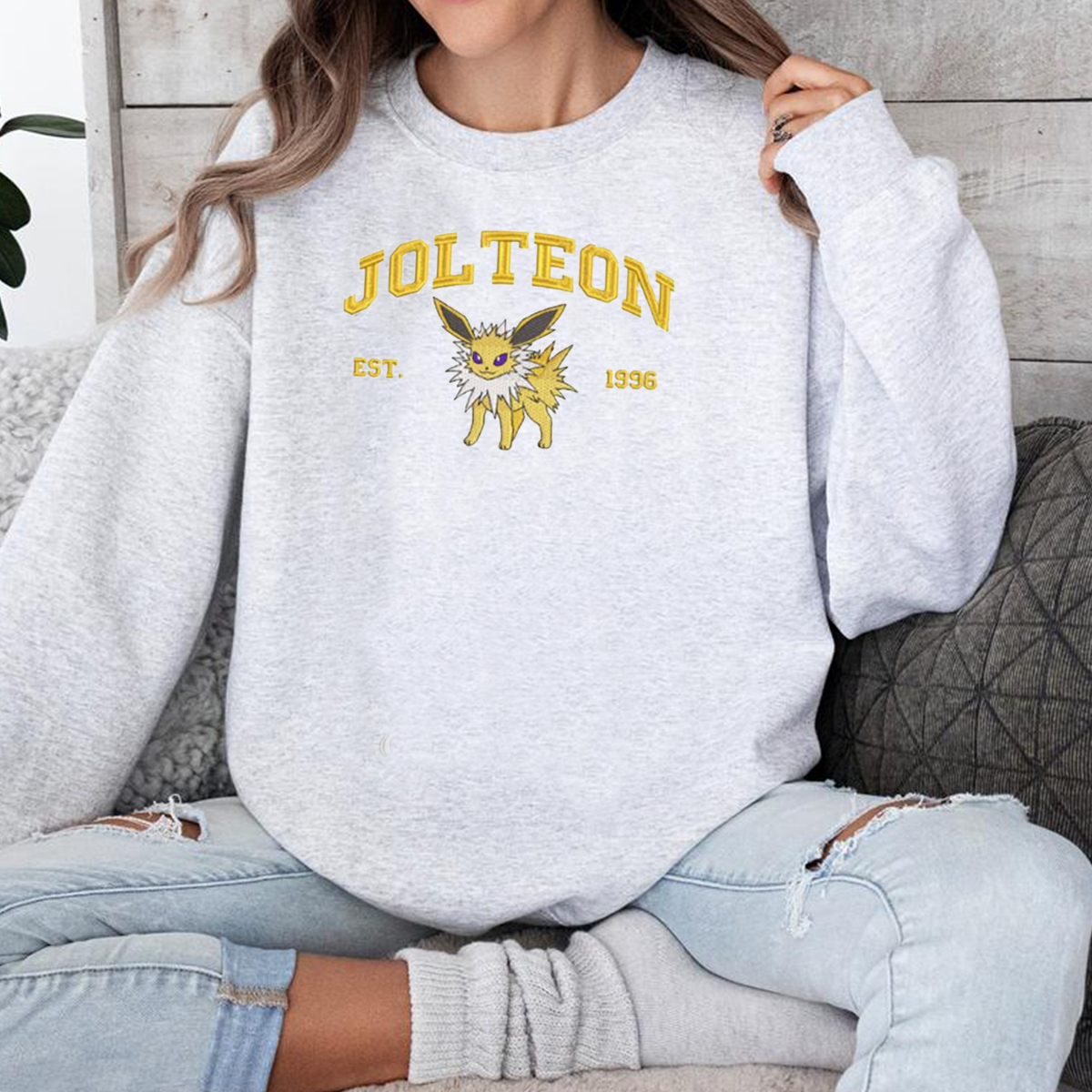 Est.1996 Anime Characters Embroidered Unisex Crewneck Sweatshirt,Hoodie For Gift,Personal Anime Gift Hoodie,Perfect Gift For Anime Lovers.