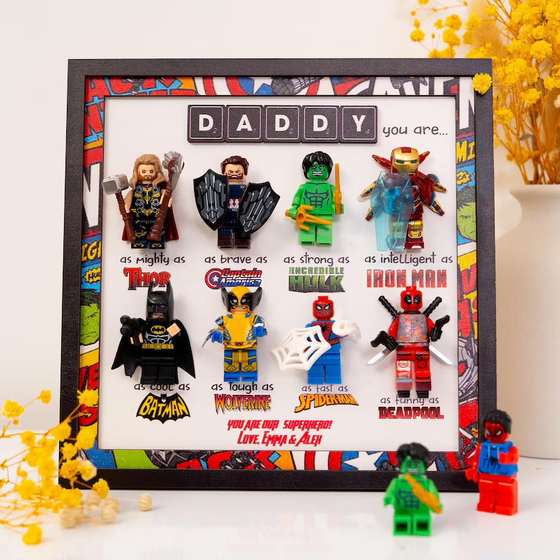 Super Dad Sign, Personalized Superhero Dad Gift, 2025 Fathers Day Gift, New Dad Gift, Gift For Dad, Gifts from Son, Dad Frame