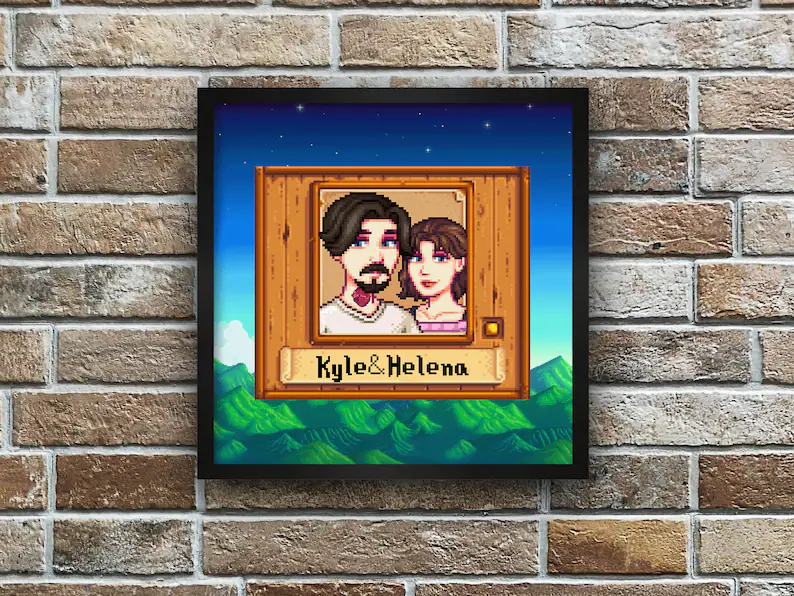 Custom Couple STARDEW VALLEY Portrait, Personalized Couple Stardew Valley Poster, Couple Custom Pixel Art Portrait, Couple Pixel Poster
