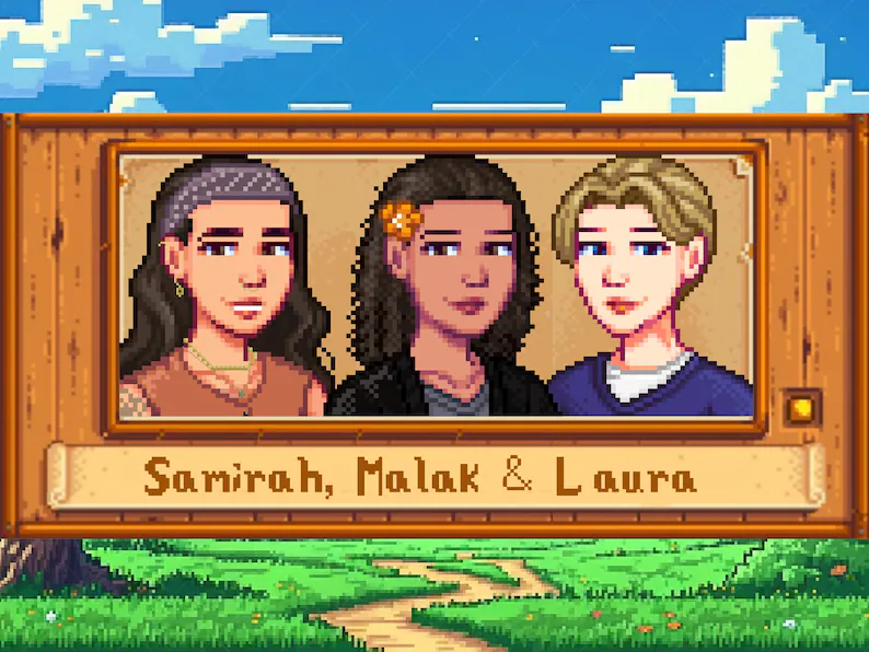 Custom Couple STARDEW VALLEY Portrait, Personalized Couple Stardew Valley Poster, Couple Custom Pixel Art Portrait, Couple Pixel Poster