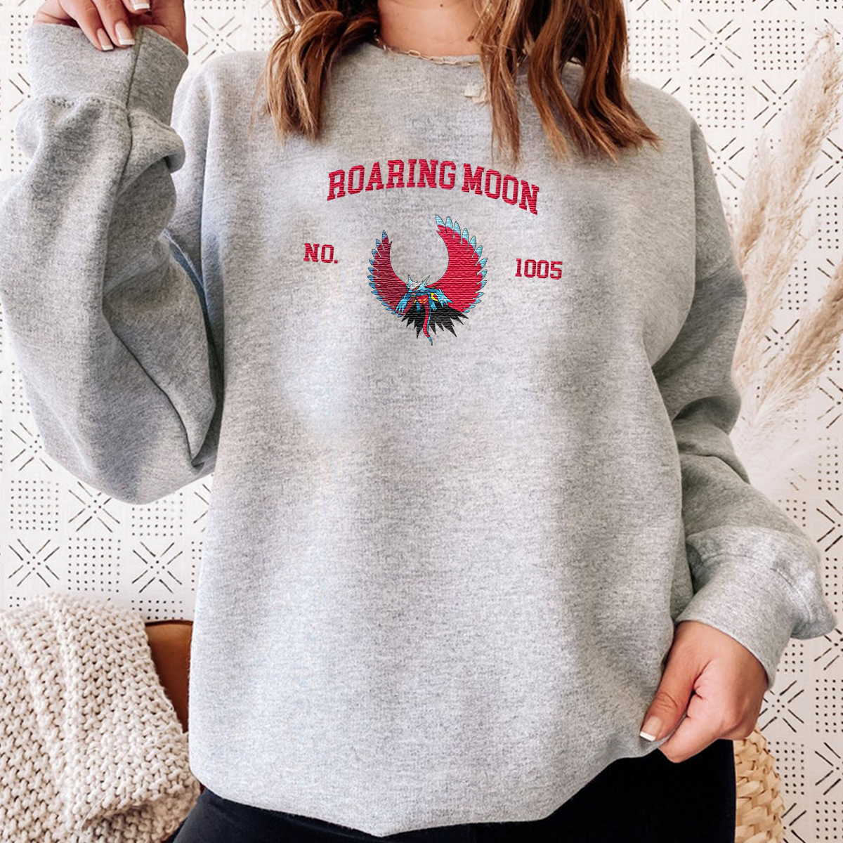 Roaring Moon Anime-Themed Embroidered T-Shirt,Crewneck,Hoodie-Trendy Versatile and a Thoughtful Gift for Friends