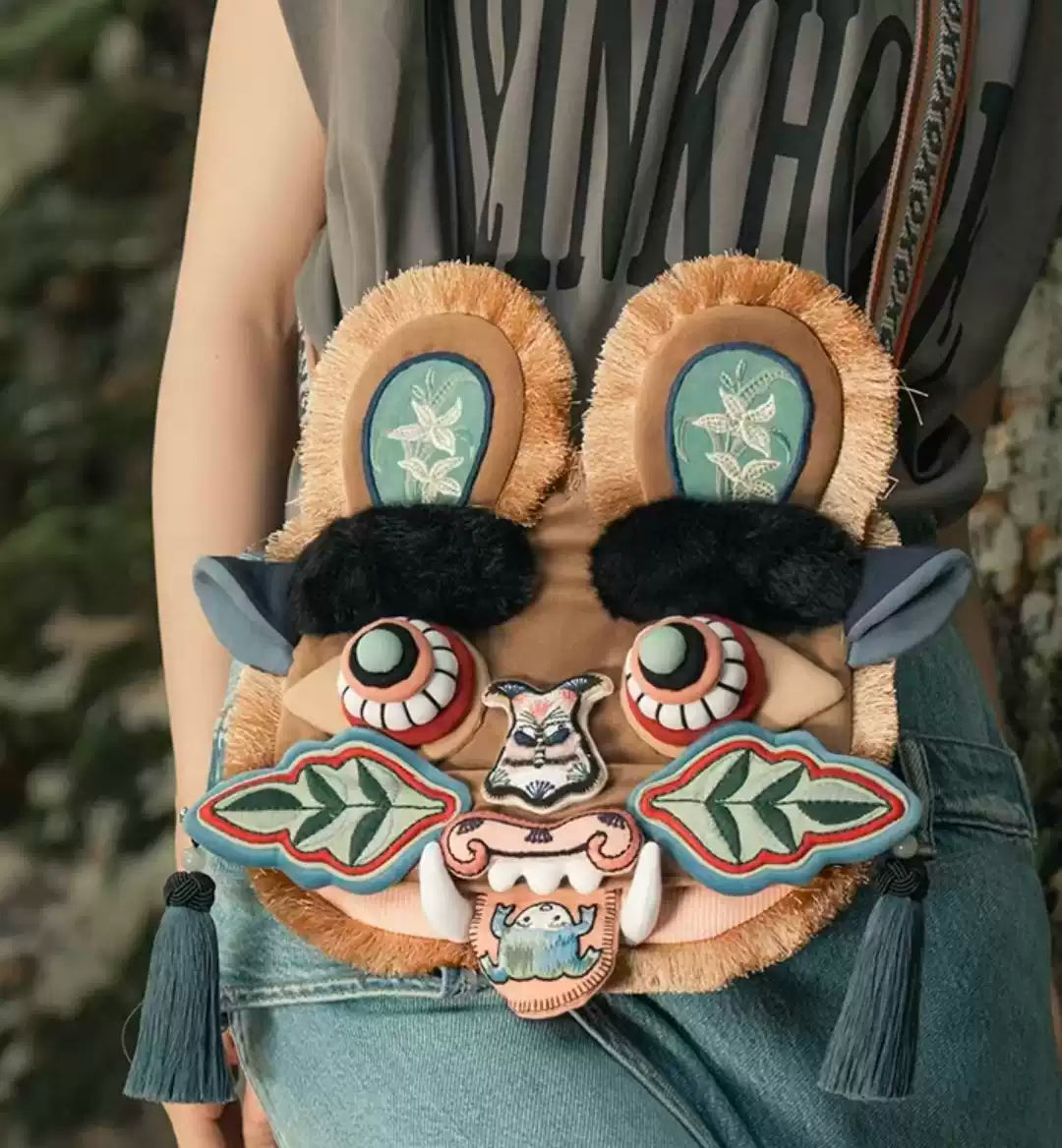 Presale🔥Elon Musk Son Inspired Chinese Intangible Cultural Heritage Handmade Embroidered Tiger Head Bag
