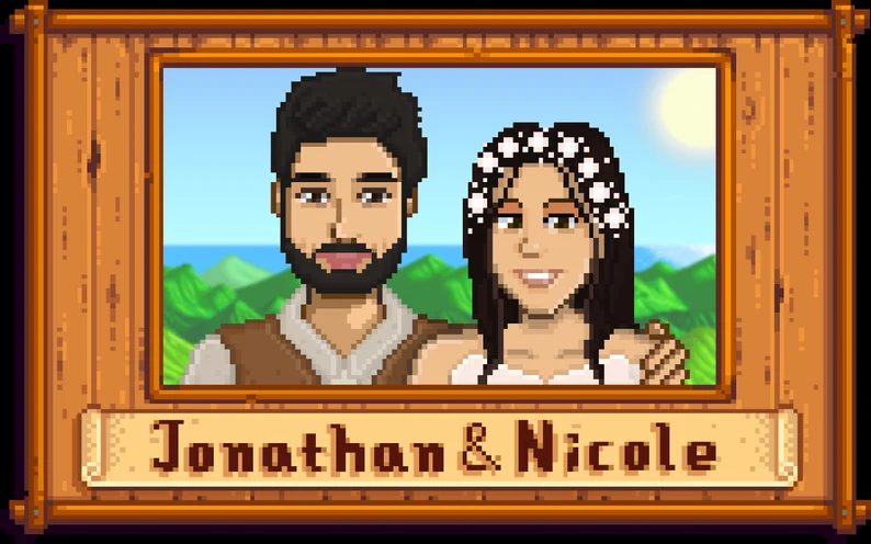 Individuelles Stardew Valley Pärchenporträt | Niedliches 8-Bit-Pixelporträt | Personalisiertes Pixelporträt | Digitales Valentinstagsgeschenk | Handgefertigt