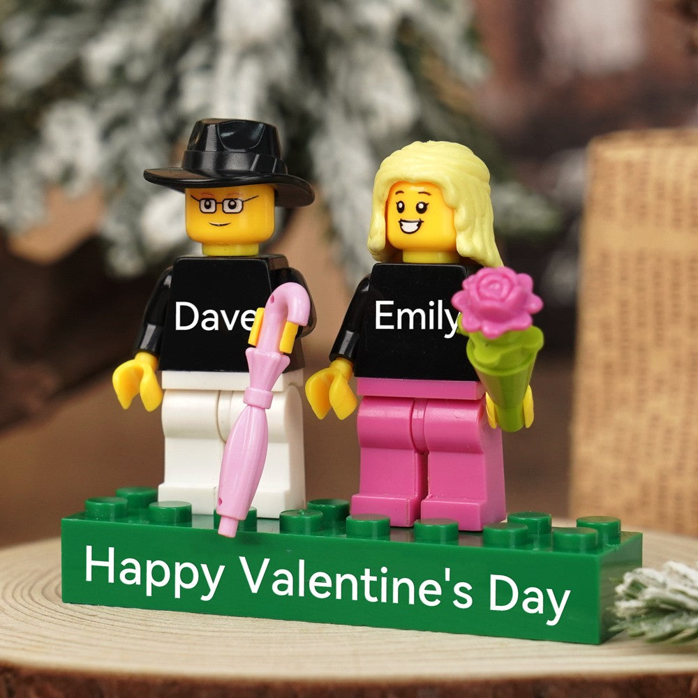 Valentine's Day Personalized Couple Figures - Custom Name Brick Display Gift