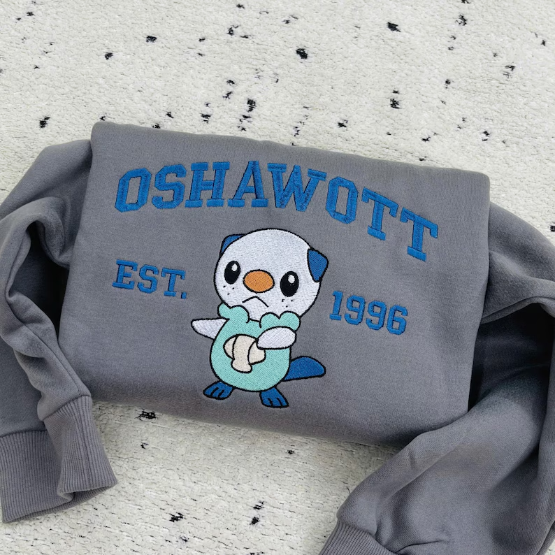 Custom Anime Poke Embroidered Sweatshirt, Poke Shirt, Embroidered Tee, Design Embroidered Shirt, Anime Sweatshirt, Best Gift, Anime Poke